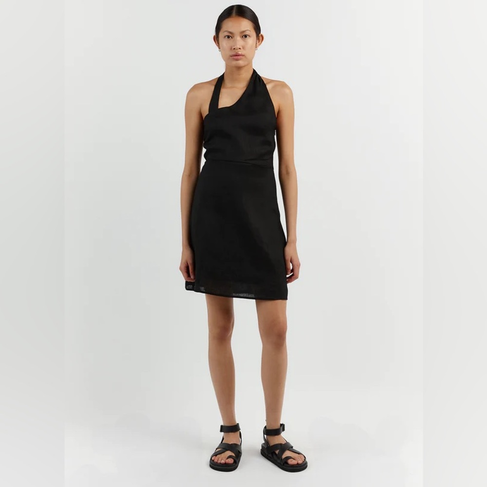 NWT DISSH Zoey Linen asymmetrical Halter Dress